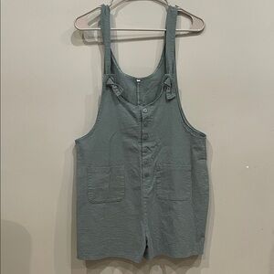 Casual Slate blue  Button-Front Romper shorts